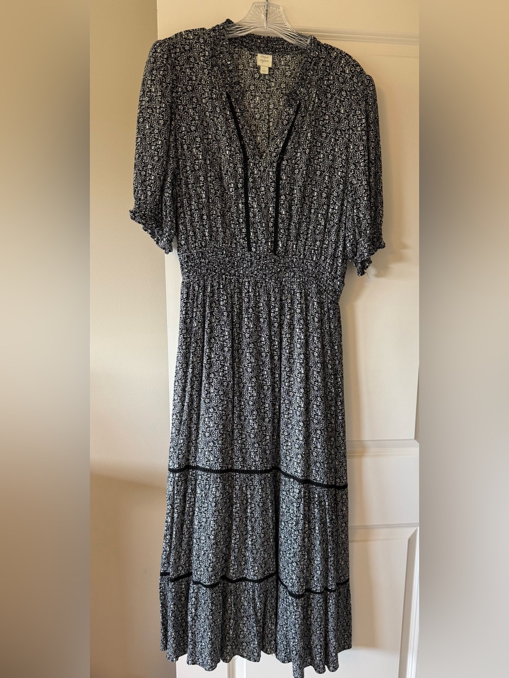 Roan and Ryan Black & White Floral Midi Dress